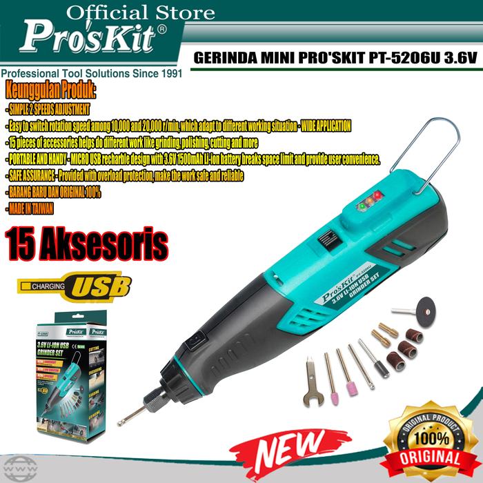 Gambar GERINDA MINI USB PRO'SKIT PT-5206U 3.6V ORIGINAL dari Pro'sKit Kota Tangerang Tokopedia