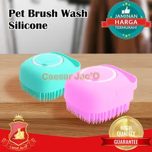Sikat Mandi Pijat Dispenser Anjing Kucing / Pet Silicone Massage Bath