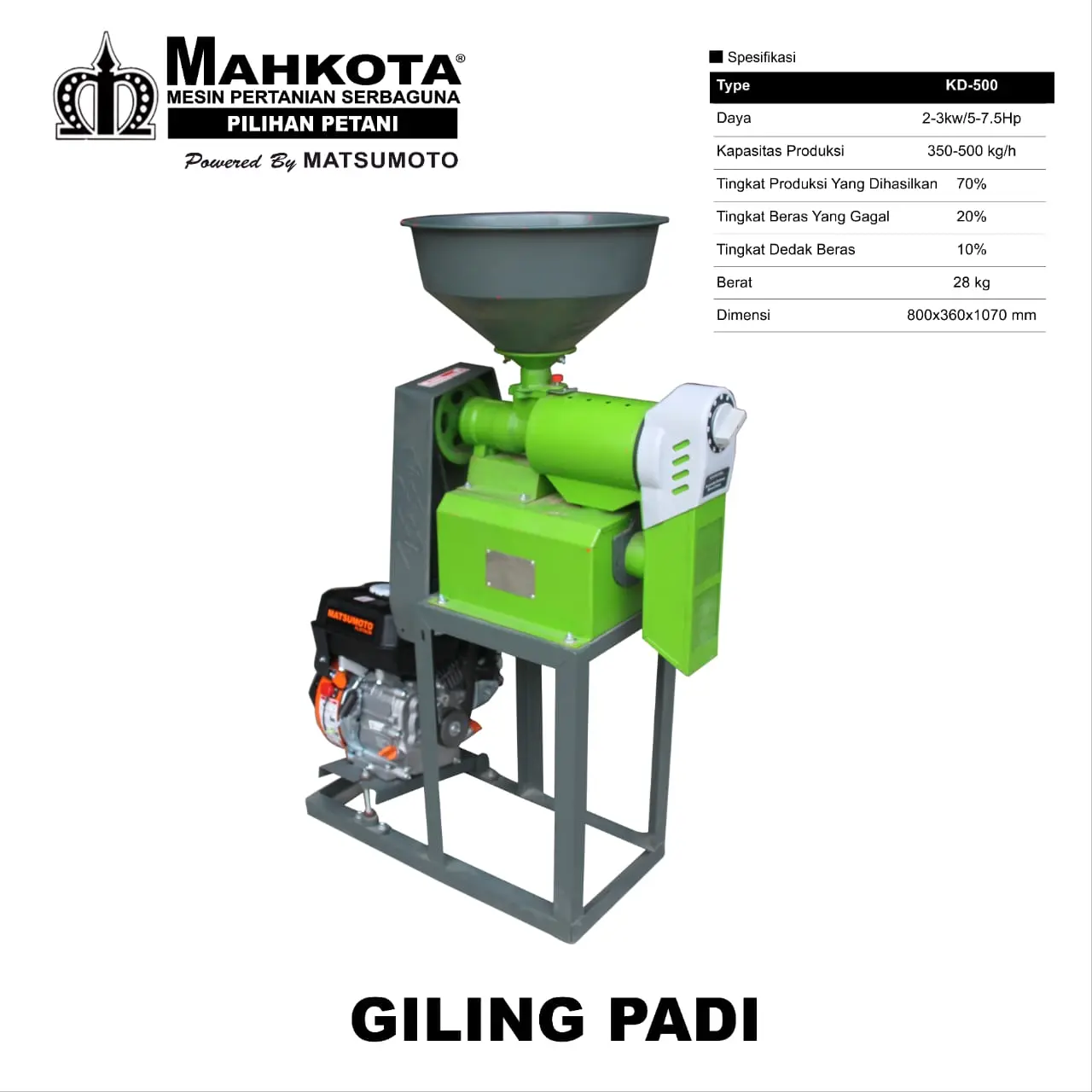 Mesin Penggiling Padi Mahkota KD500 / Rice Polisher Beras Kebi Mini