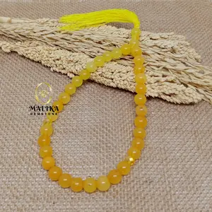 TASBIH BATU GIOK KUNING SUNKIST 33 BUTIR 8MM 100% NATURAL