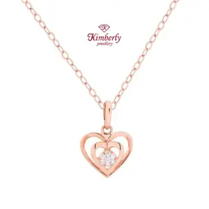 Liontin Berlian Love + Kalung Emas KPD585958 - Kimberly Jewellery