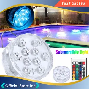 Lampu LED 2PCS+Remote Underwater Waterproof Aquarium Kolam Renang Bak