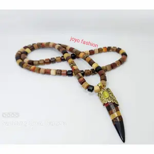 KALUNG TASBIH KOMBINASI 9 AKAR KAYU LIONTIN PERAK MATA SAFIR EMAS