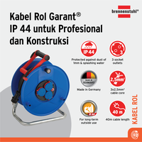 Gambar Kabel Roll 3 Lubang Brennenstuhl Garant Cable Reel IP44 40M 3 Socket H07RN-F 3G2.5 for site outdoor / Colokan Listrik dengan Kabel Gulung 40 Meter - 1233120 dari Brennenstuhl Indonesia Kota Administrasi Jakarta Utara 1 Tokopedia