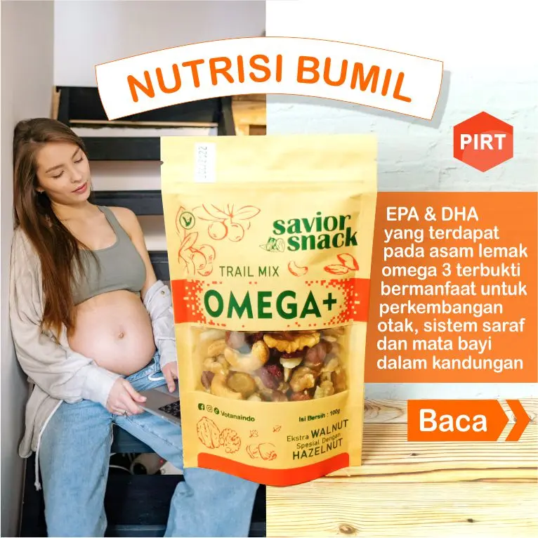 NUTRISI BUMIL SNACK OMEGA+ CEMILAN SEHAT IBU HAMIL TRIMESTER 1, 2 & 3