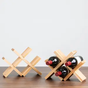 Rak wine meja Rak minuman hiasan meja kapasitas 3 botol