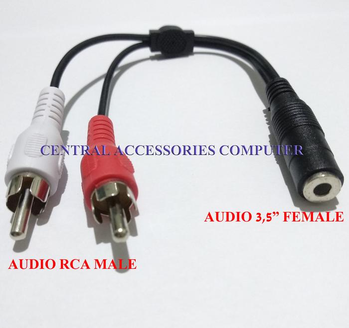 Gambar KABEL AUDIO 2 RCA MALE TO AUDIO 3,5 FEMALE dari Central Accessories Comp Kota Surabaya Tokopedia