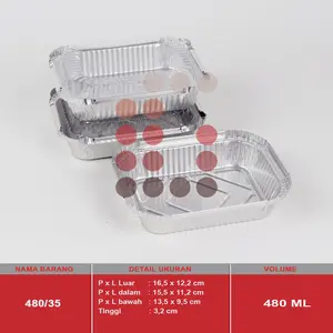 Alumunium foil cup 480/35 + TUTUP / mentai rice / lasagna ISI 10 PCS