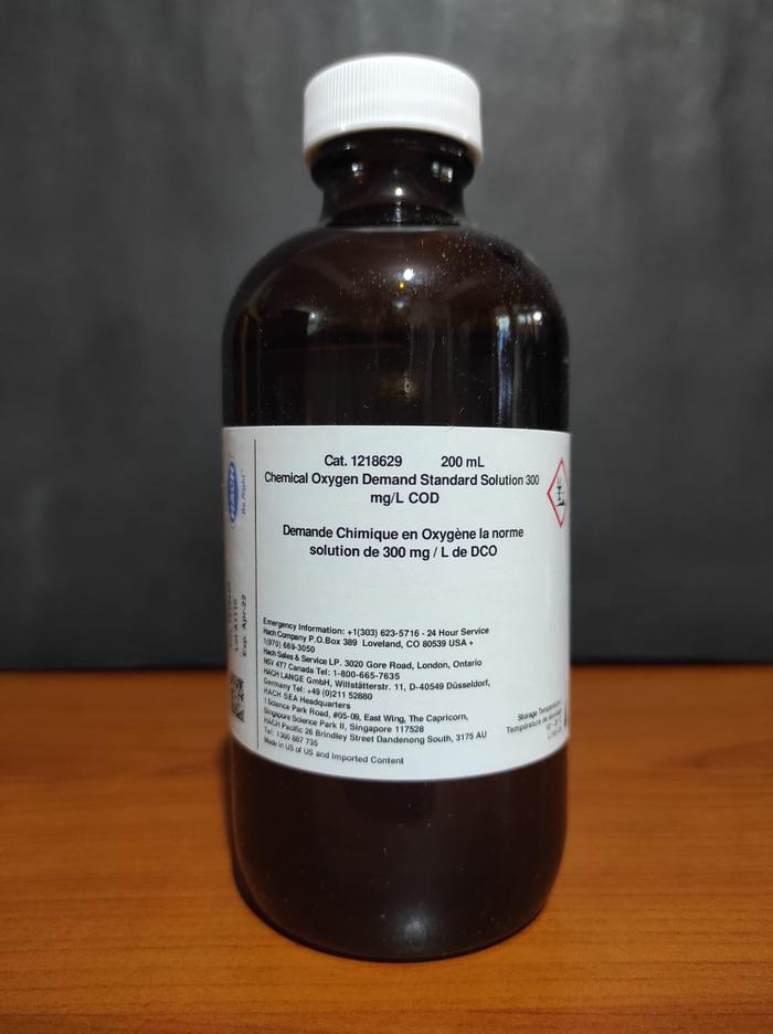 Jual COD Standard Solution, 300 mg/L as COD (NIST), 200 mL 1218629 Hach ...