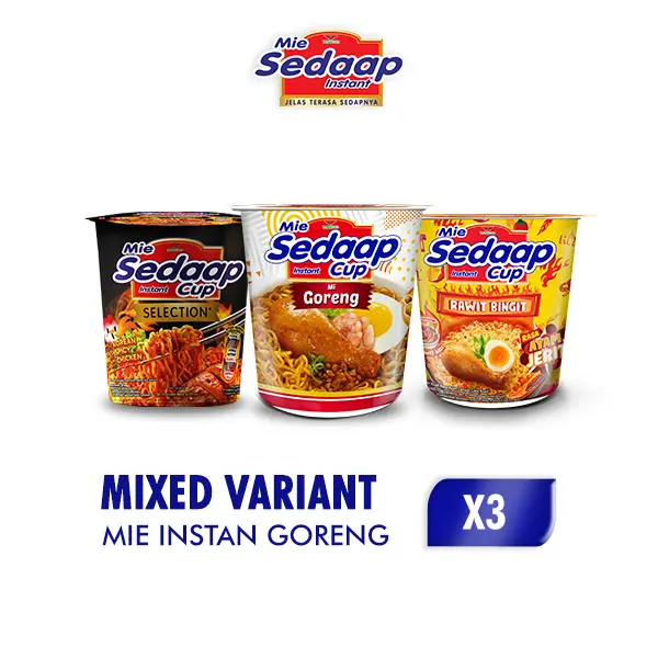 Sedaap Cup Mie Instan Mixed Variant x 3 pcs