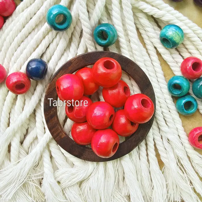 Gambar Manik Kayu warna ukuran 2cm, 2,5cm, 3cm | Wooden Beads | Manik kayu dari Tabrstore Kab. Badung 5 Tokopedia