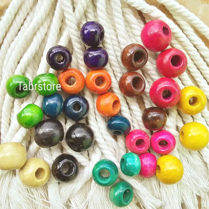 Gambar Manik Kayu warna ukuran 2cm, 2,5cm, 3cm | Wooden Beads | Manik kayu dari Tabrstore Kab. Badung 3 Tokopedia