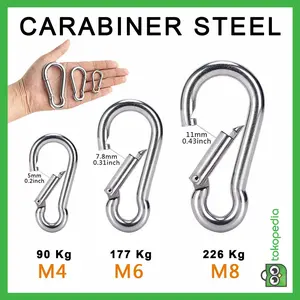 Karabiner Besi Baja 4cm Carabiner Steel Snap Hook
