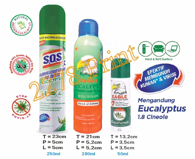 DISINFECTANT SPRAY Eagle Eucaliptus & Desinfectant Alkohol 80% 0