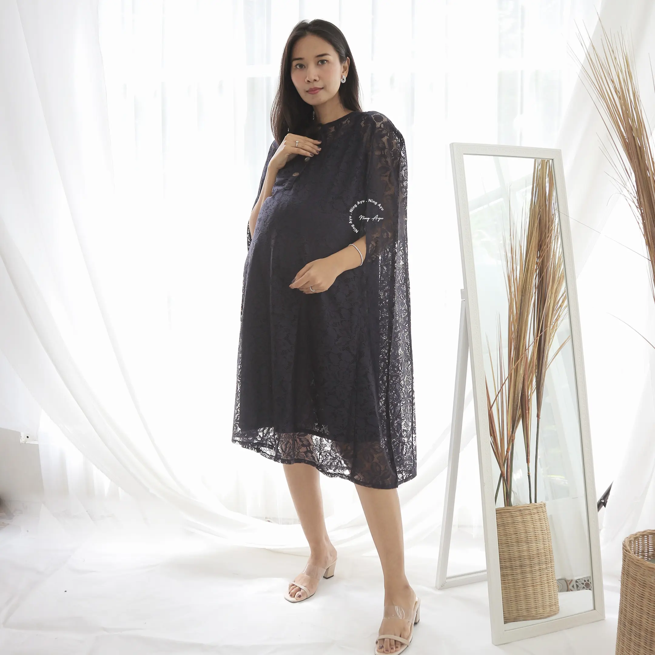 Caroline Dress Hamil Menyusui Natal Modis Pesta Full Brukat - DRO 987
