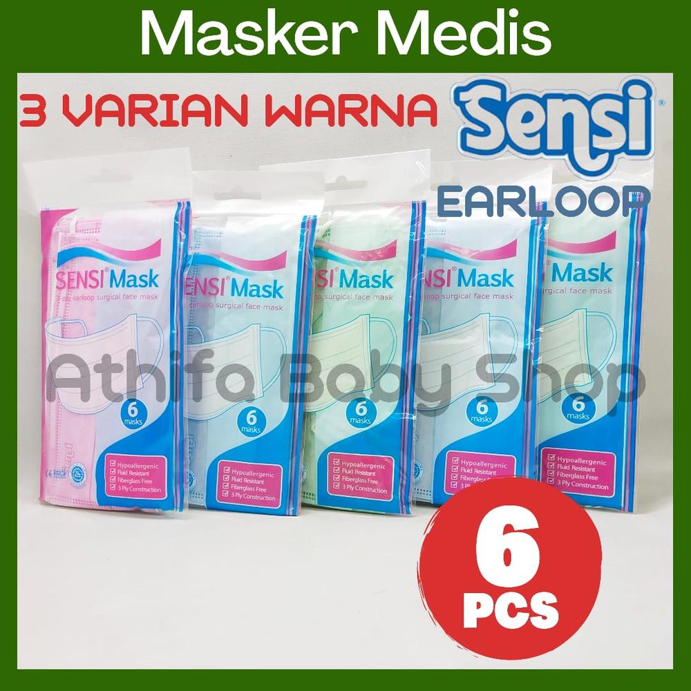 Masker Sensi Earloop Masker Sensi 3ply Sachet 6pc Surgical Face Mask - Putih