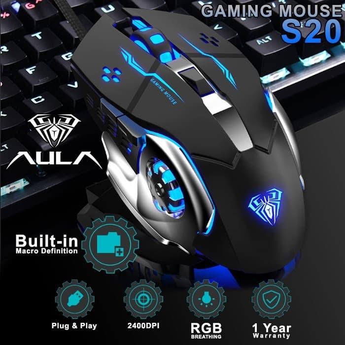 Gambar Mouse Gaming AULA S20 – 2400DPI RGB Driver Macro Software dari specialdealshop Kota Administrasi Jakarta Pusat Tokopedia