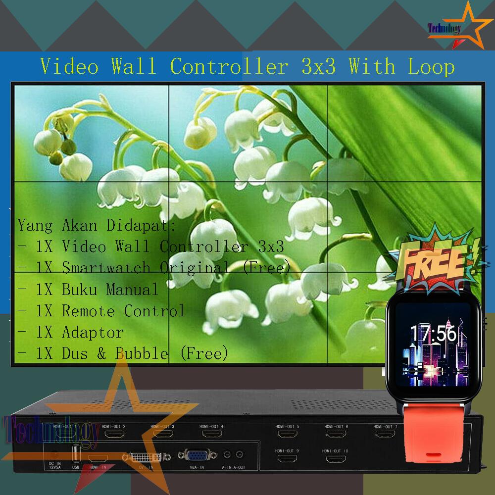 3x3 HDMI Video Wall Controller Untuk 9 TV Support Loop Out 1080P