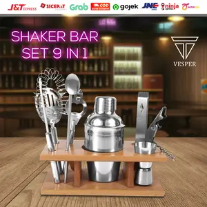 Cocktail shaker bar set / shaker stainless / strainer / bartender set