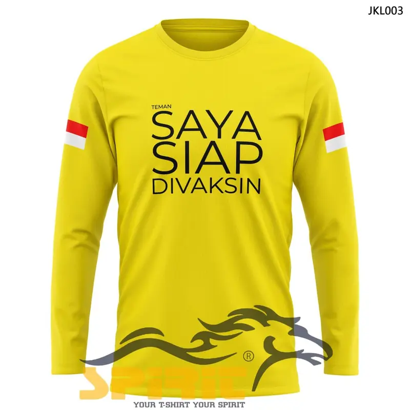 Baju Kaos Pria SAYA SIAP DIVAKSIN Kaos Sablon Lengan Panjang 0