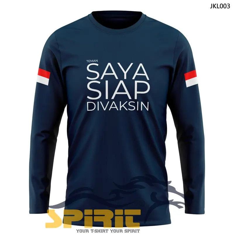 Baju Kaos Pria SAYA SIAP DIVAKSIN Kaos Sablon Lengan Panjang 2