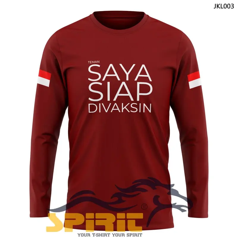 Baju Kaos Pria SAYA SIAP DIVAKSIN Kaos Sablon Lengan Panjang 3