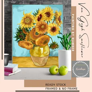 DIY painting by number 50x40cm kerajinan lukisan VANGOGH SUN FLOWERS