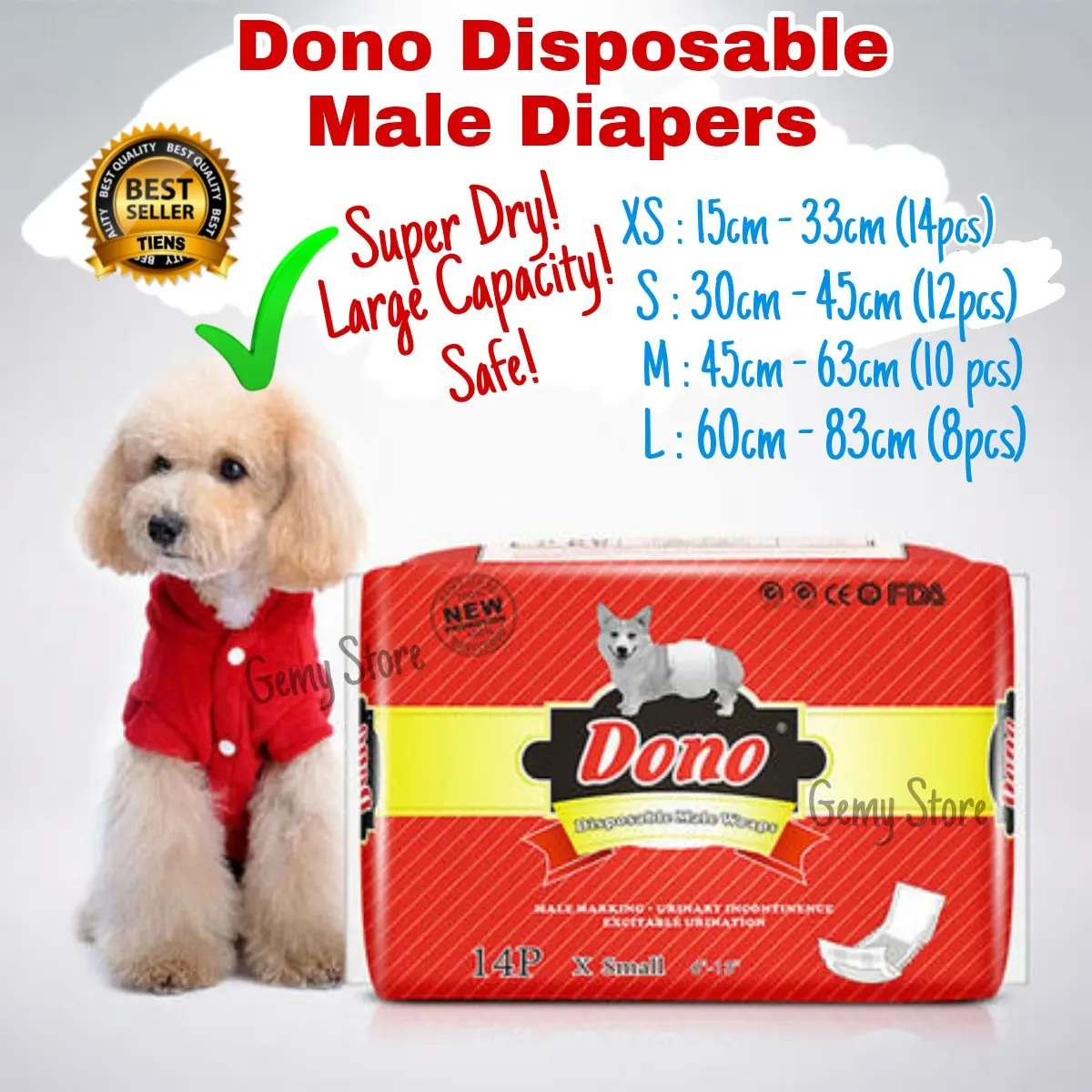 Popok Anjing Jantan / Male Diapers Disposable Diapers Dono All Size!