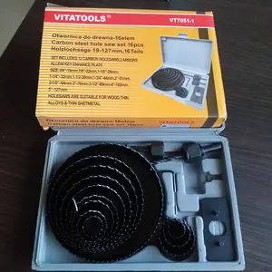 Holesaw Pelubang Kayu Bor VITATOOLS 16 SET Ukuran 3/4 Sampai 5 Inch