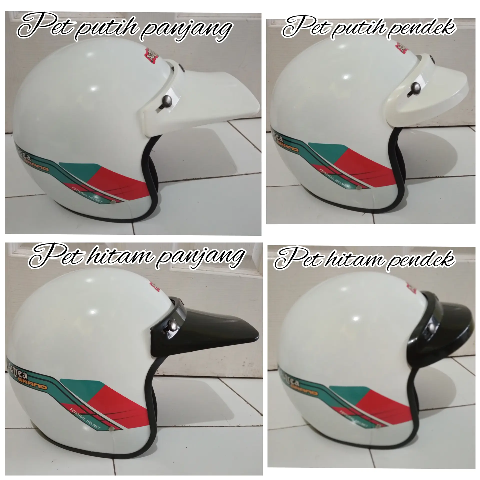 helm astrea grand pet panjang pendek