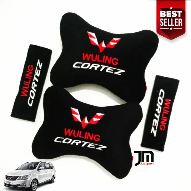 Bantal Mobil 1 set Wuling Cortez-Bantal Jok Sandaran Leher Kepala