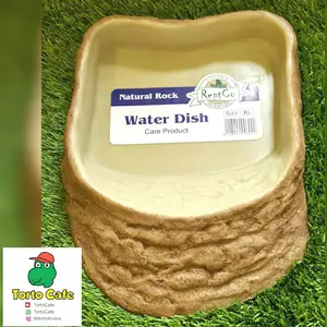 ReptCo Tempat Minum Reptco XL Ukuran 25cmx20cm Tinggi 4cm TortoCafe Natural Rock Water Dish Care Product