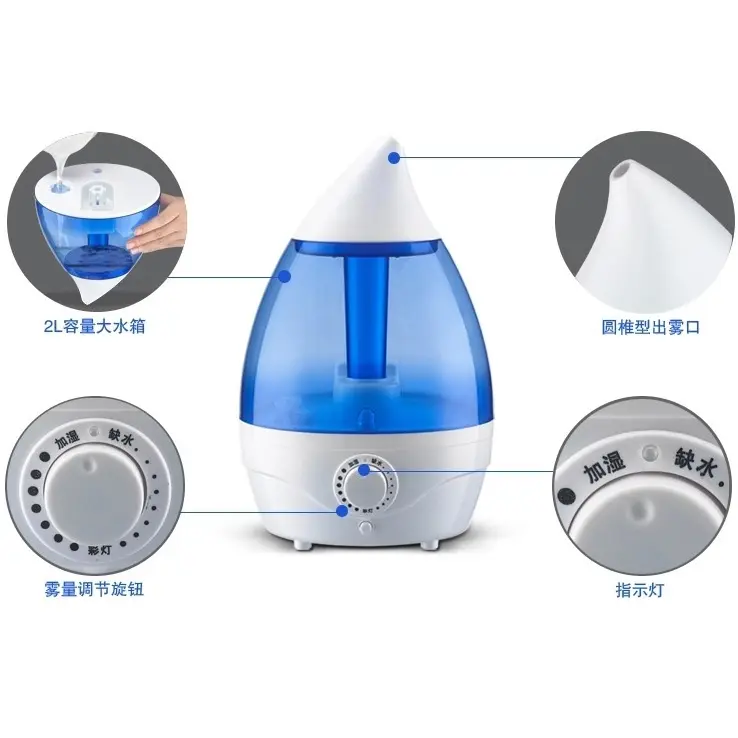 Taffware Classic Drop 6 in 1 Ultrasonic Humidifier - HUMI H98 - Biru 2