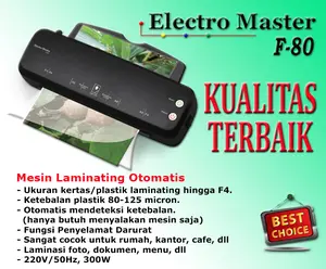 Mesin Laminating F4, Laminating Machine, Laminator,  ELECTRO MASTER F80, Original, Bergaransi