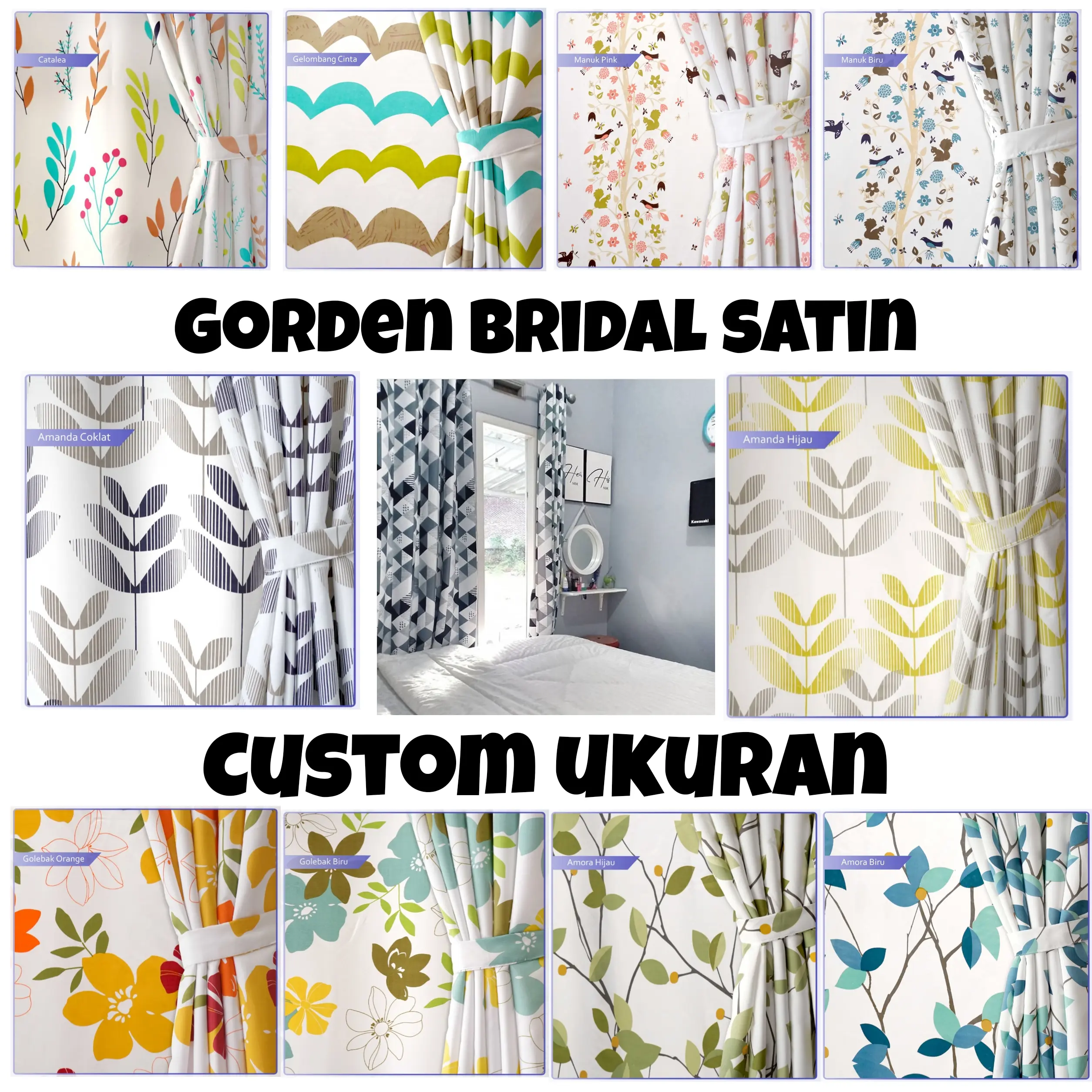 Custom gorden minimalis satin bridal