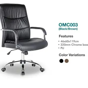 Kursi Kantor Kulit Impor 003 Kaki Rangka Besi (Warna Hitam/Coklat)