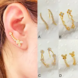 Anting Jalar / Anting Rambat Permata Lapis Emas Korean Style