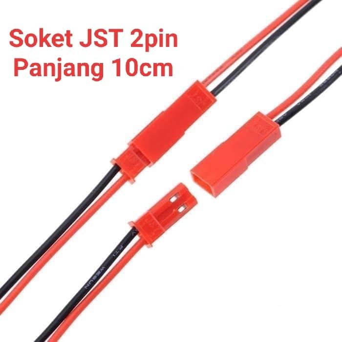 Kabel Soket 2 pin JST Konektor Famale 10cm Male 10cm