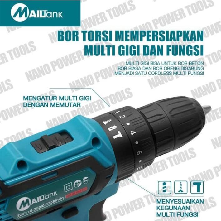 Bor Batre #Mailtank Mesin Bor 32V Cordless Drill Bor Baterai 2