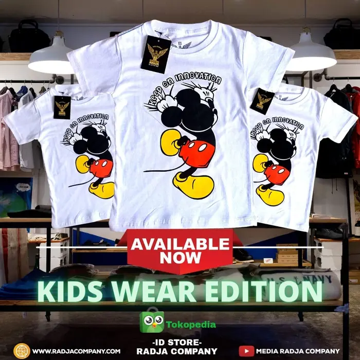 Gambar T-SHIRT ANAK RADJA KARAKTER GAMBAR MICKEY MOUSE - S, Putih dari Galery Radja Kab. Bandung 3 Tokopedia