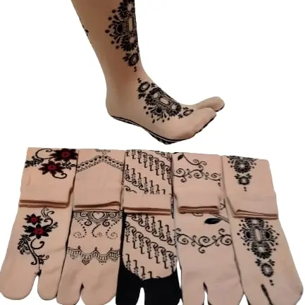 Kaos kaki jempol telapak hitam motif Henna/kaos kaki jempol muslimah