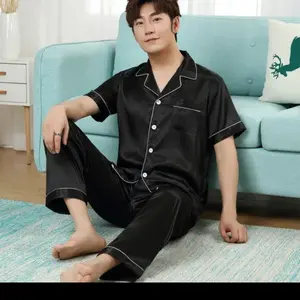 piyama pria satin bagus adem lengan pendek celana panjang 002rq