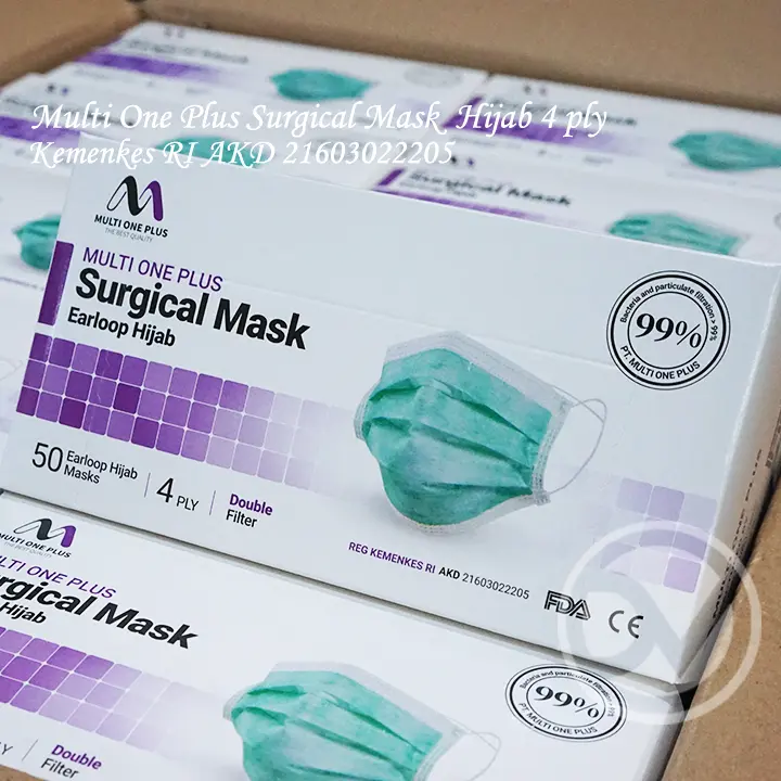 Multi One Plus Surgical Mask Earloop Hijab 4ply 1box 50pcs