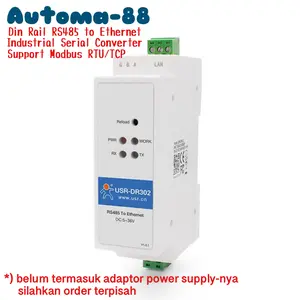 USR-DR302 Serial Modbus RTU to ethernet TCP IP din rail tanpa adaptor