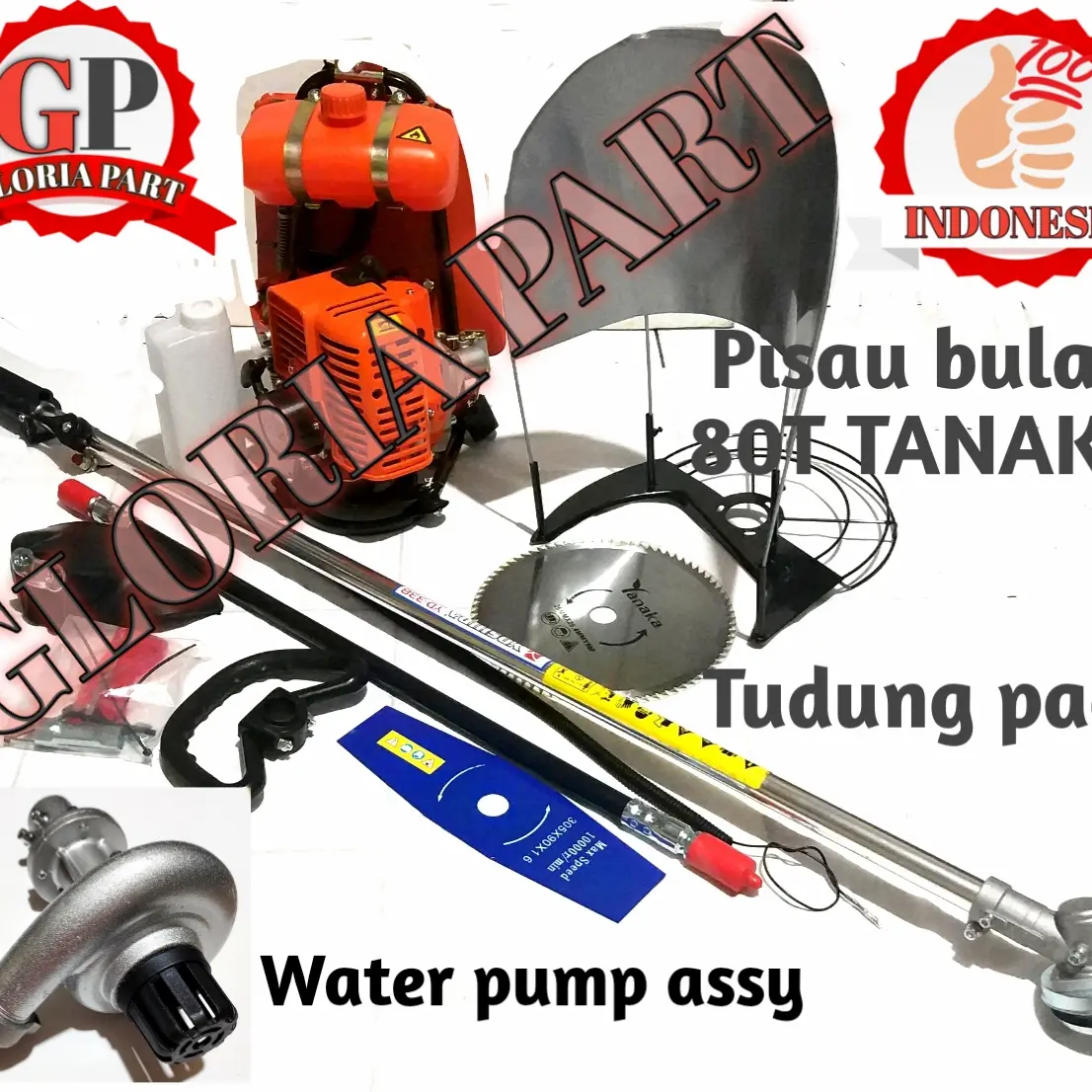 Mesin potong rumput + Tudung padi + water pump