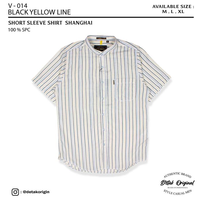 Gambar Kemeja Pria Shanghai Short Sleeve Black Yellow Line - Black Yellow, M dari DETAK ORIGINAL Kota Tangerang Tokopedia
