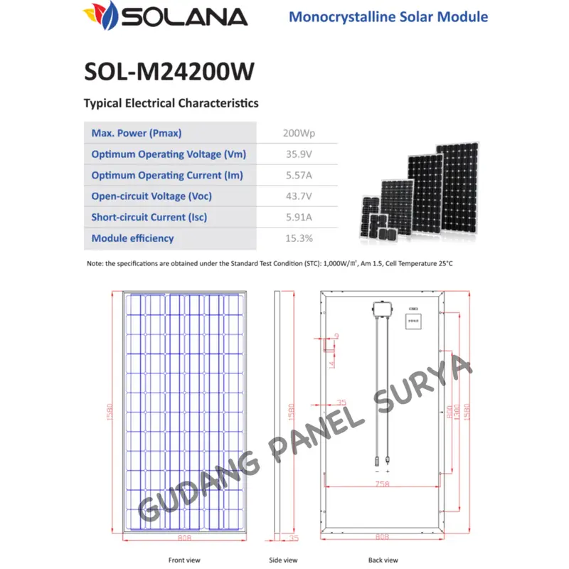 Panel Surya Solar Panel Solarcell SOLANA MONO 200WP 200 WP 2