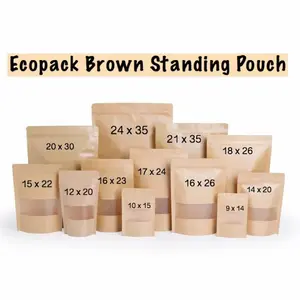 Kraft standing pouch brown ukuran 17x24