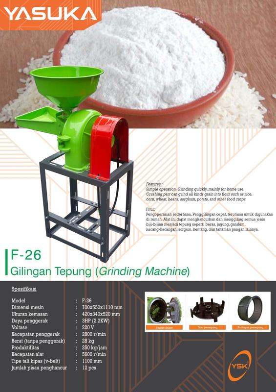Gilingan Tepung YASUKA F-26 Tanpa Penggerak/Gilingan Tepung YASUKA F26 0
