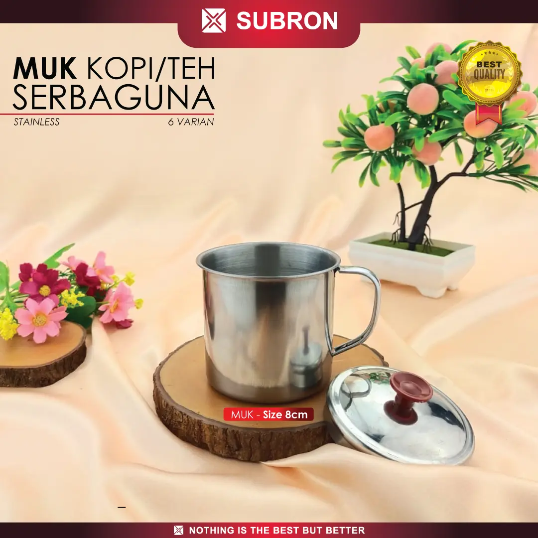 SUBRON Muk Stainless 8 cm 330ml Cangkir Serbaguna Kopi Teh Susu Murah